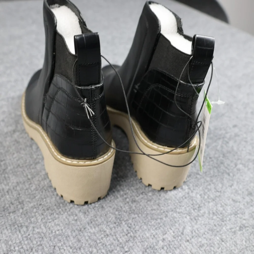 Dolce Vita Rancher Chelsea Boots Womens Size 7 Black Ankle Platform Lug‎ Sole